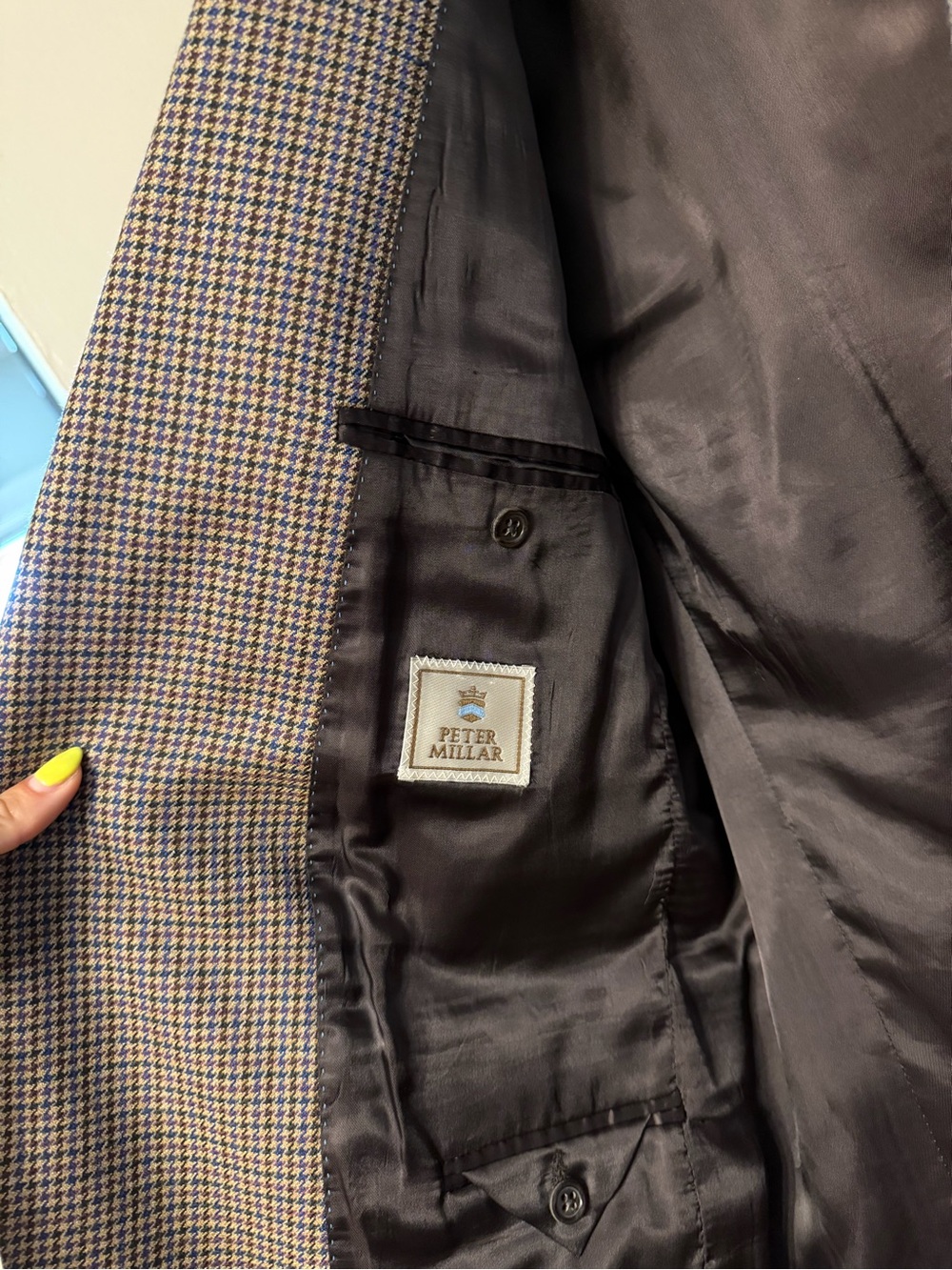 Peter Millar Brown and Blue Houndstooth Sport Coat